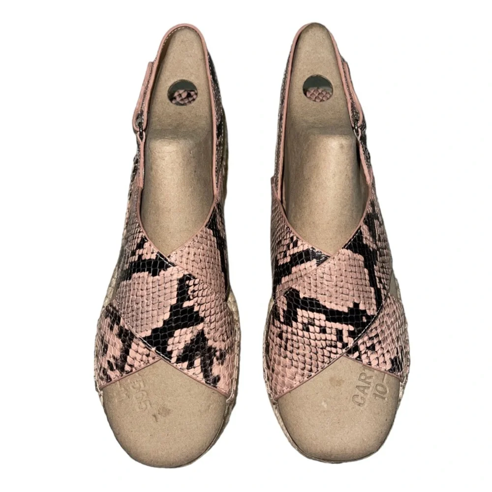 NEW Marc Fisher LTD Gandy Pink Leather Snakeskin Espadrille Platform Sandals
